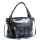 Grey Faux Leather Messenger Bag with Pleating