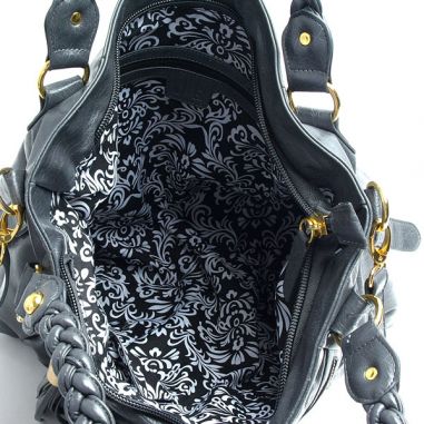 Grey Leatherette Handbag