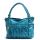 Turquoise Leatherette Pleated Shopper