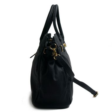 Black Faux Leather Satchel