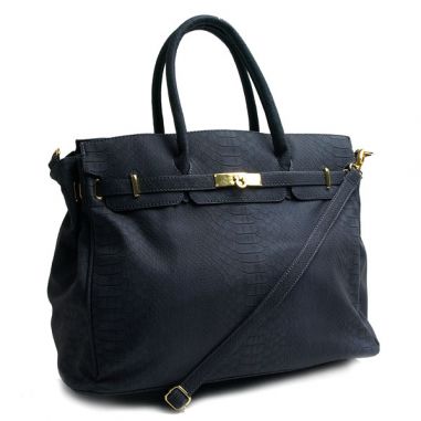 Navy Satchel with Buckle