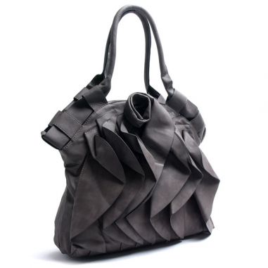 Grey Ruffle Handbag