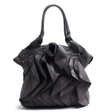Grey Ruffle Hobo Purse