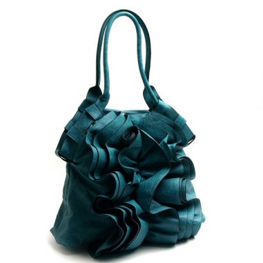 Turquoise Ruffle Handbag
