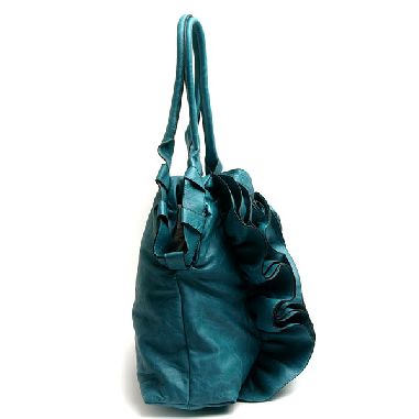 Turquoise Ruffle Shoulder Bag