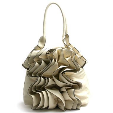 Ivory Ruffle Hobo Purse