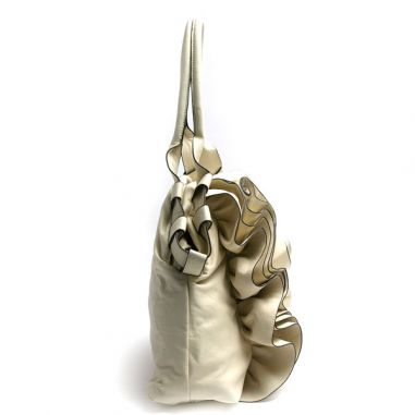 Cream Ruffle Shoulder Bag