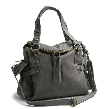 Grey Zippered Handbag