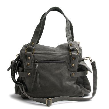 Grey Faux Leather Handbag