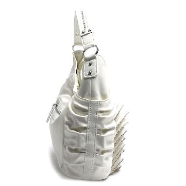 White Hobo Bag with Zippers