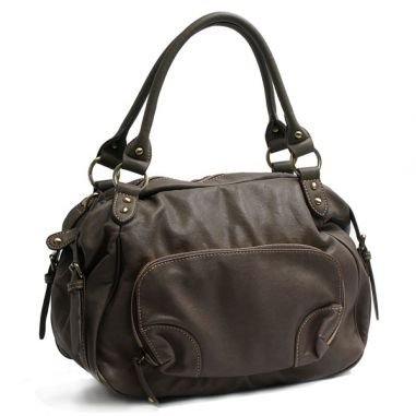 Brown Faux Leather Satchel