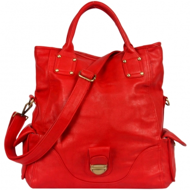 Austin Studded Foldover Tote Red