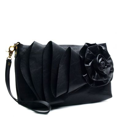 Black Clutch with Flower