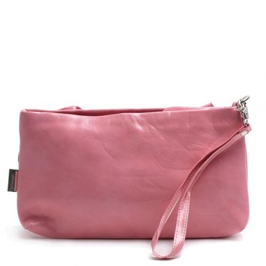 Pink Faux Leather Clutch
