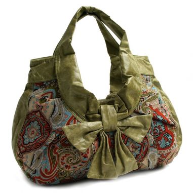 Green Paisley Print Bag