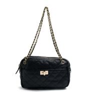 Black Bag with Quilted Faux Leather