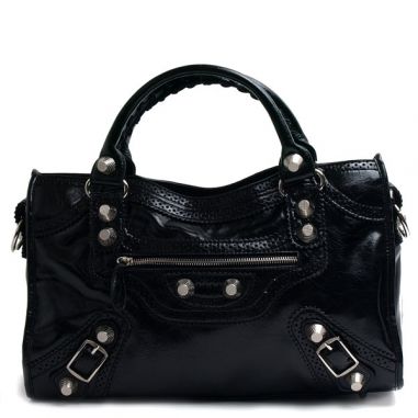 Black Faux Leather Handbag