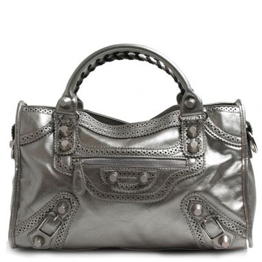 Silver Faux Leather Handbag