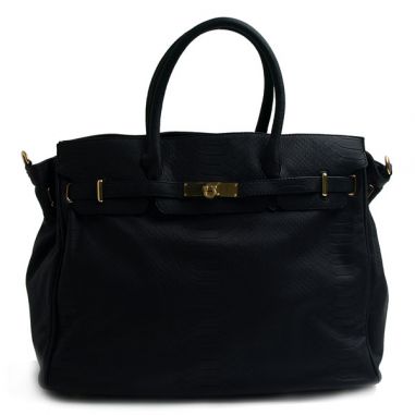 Black Satchel Bag with Buckle