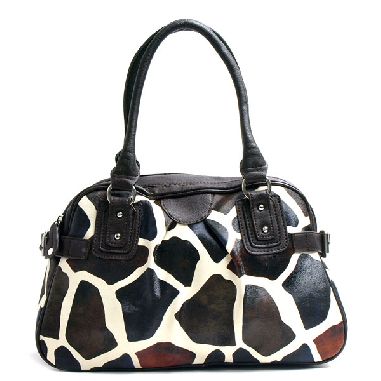 Giraffe Print Pleated Satchel
